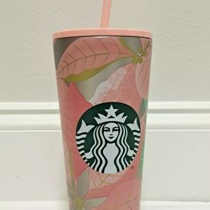 🌟SALE🌟Starbucks Christmas Pink Poinsettia Holiday 2020 Tumbler Travel Cold Cup